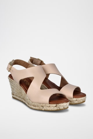 Leren Sandalen met Sleehak Bugui - Beige