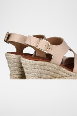Leren Sandalen met Sleehak Bugui - Beige