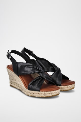 Leren Sandalen met Sleehak Florencia - Zwart