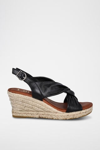 Leren Sandalen met Sleehak Florencia - Zwart