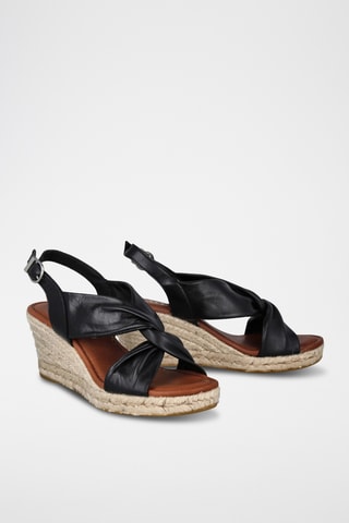 Leren Sandalen met Sleehak Florencia - Zwart