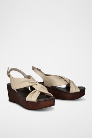 Leren Sandalen met Sleehak Florencia - Beige