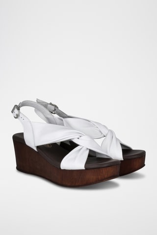 Leren Sandalen met Sleehak Florencia - Wit