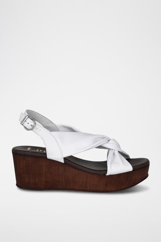 Leren Sandalen met Sleehak Florencia - Wit