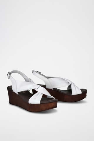 Leren Sandalen met Sleehak Florencia - Wit