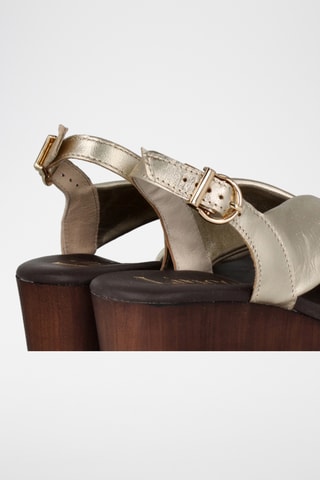 Leren Sandalen met Sleehak Florencia - Goudkleurig