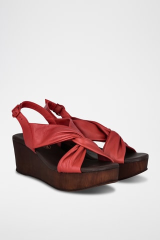 Leren Sandalen met Sleehak Florencia - Rood