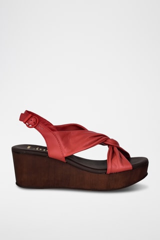 Leren Sandalen met Sleehak Florencia - Rood