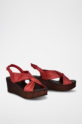 Leren Sandalen met Sleehak Florencia - Rood