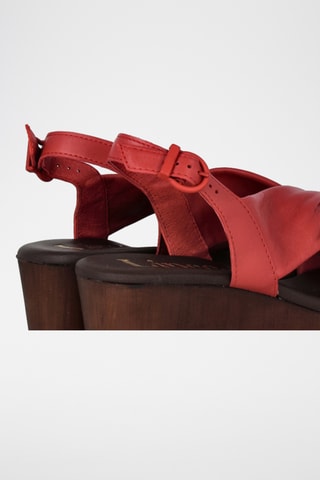 Leren Sandalen met Sleehak Florencia - Rood
