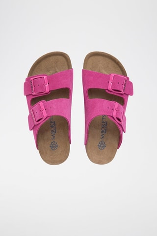 Ciabatte in pelle scamosciata - Fucsia