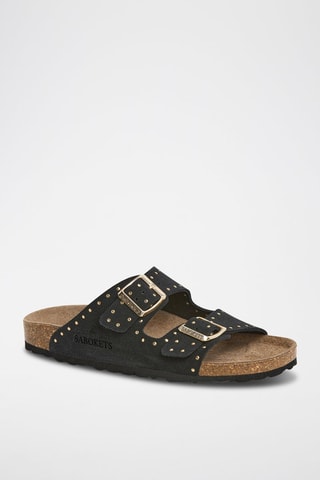 Ciabatte in pelle scamosciata - Nero