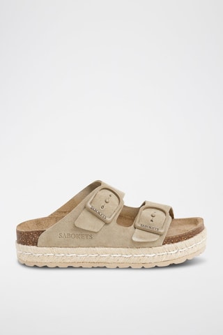 Ciabatte in pelle scamosciata - Kaki