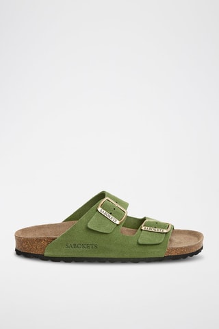 Ciabatte in pelle scamosciata - Verde