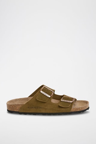 Ciabatte in pelle scamosciata - Kaki