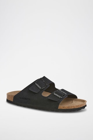 Ciabatte in pelle scamosciata - Nero