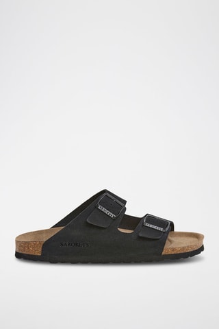 Ciabatte in pelle scamosciata - Nero