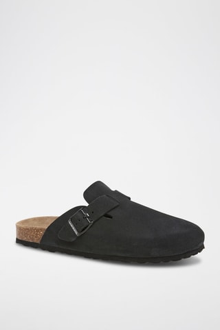 Ciabatte in pelle scamosciata - Nero