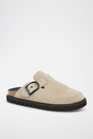 Sabot in pelle scamosciata - Kaki