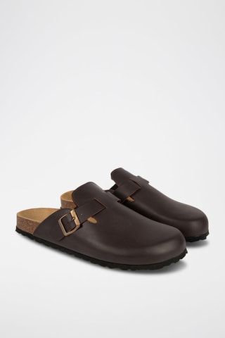 Sabot in pelle - Marrone scuro