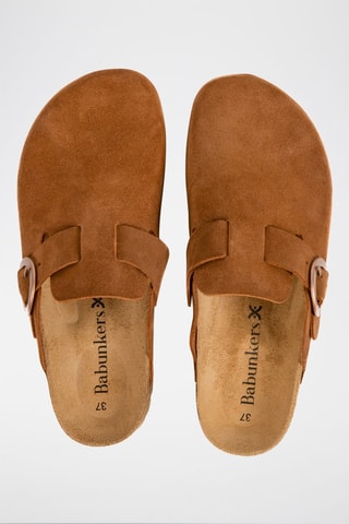 Sabot in pelle scamosciata Rosso - Cammello