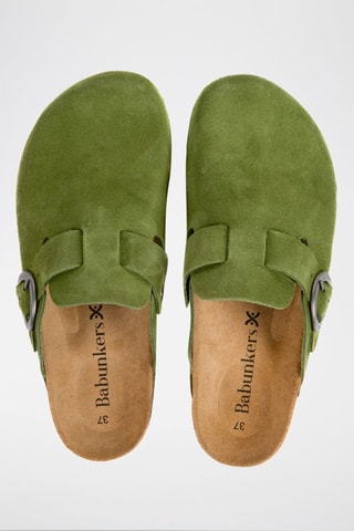 Sabot in pelle scamosciata Rosso - Verde oliva