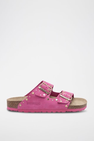 Ciabatte in pelle scamosciata - Fucsia