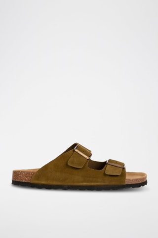 Ciabatte in pelle scamosciata - Kaki