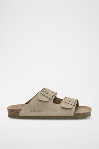 Ciabatte in pelle scamosciata - Kaki