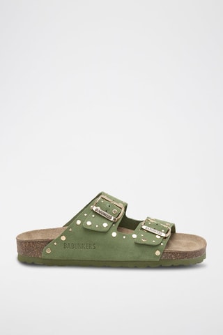 Ciabatte in pelle scamosciata - Verde