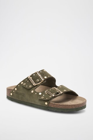 Ciabatte in pelle scamosciata - Verde scuro