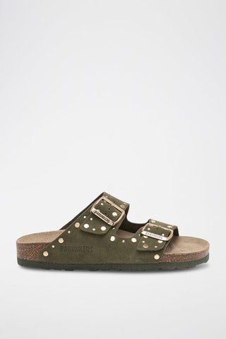 Ciabatte in pelle scamosciata - Verde scuro