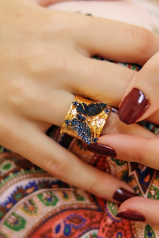 Anello - Bronzo laminato oro fino e zirconi