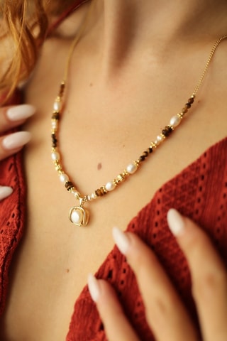 Collana - Perle coltivate e agate