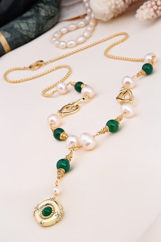 Collana - Perle coltivate e agate