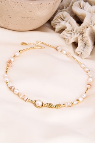 Collana - Placcato oro giallo, perle coltivate e madreperla
