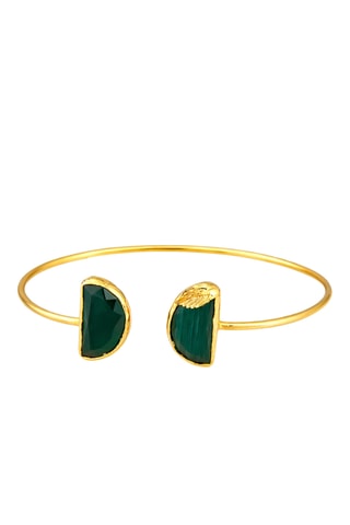 Bracciale bangle - Placcato oro giallo e occhi di gatto