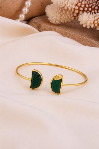 Bracciale bangle - Placcato oro giallo e occhi di gatto