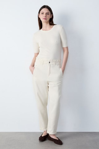 Pantalon taille haute Boulevard Beaumarchais - Blanc