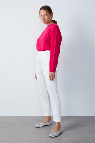 Calças 7/8 de cintura subida Essentiel - Branco