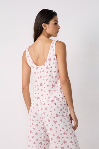 Top pigiama senza maniche - Bianco e rosso