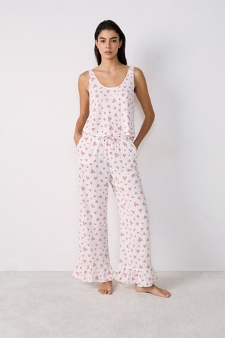 Top pigiama senza maniche - Bianco e rosso