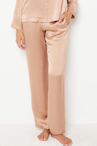Calças de pijama em seda Pearly - Rosa