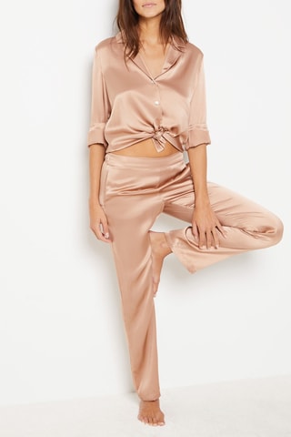 Calças de pijama em seda Pearly - Rosa