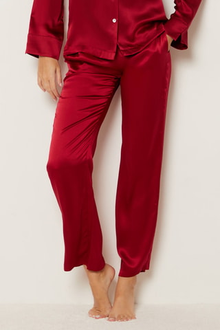 Calças de pijama em seda Pearly - Vermelho