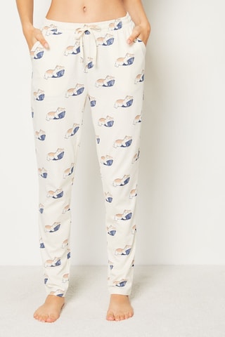 Pantalón de pijama Lovy - Blanco y azul marino