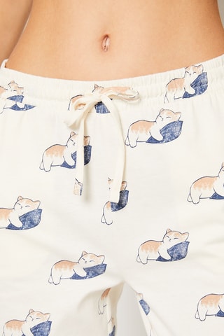 Pantalón de pijama Lovy - Blanco y azul marino