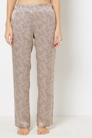 Calças de pijama em seda Pearly - Castanho