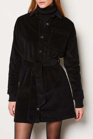 Vestido-camisa em veludo Enory - Preto