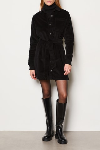 Vestido-camisa em veludo Enory - Preto